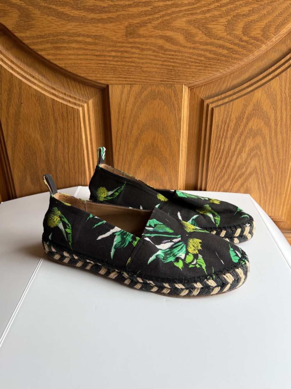 Proenza Schouler Floral Espadrilles – Black Canvas, Tropical Print